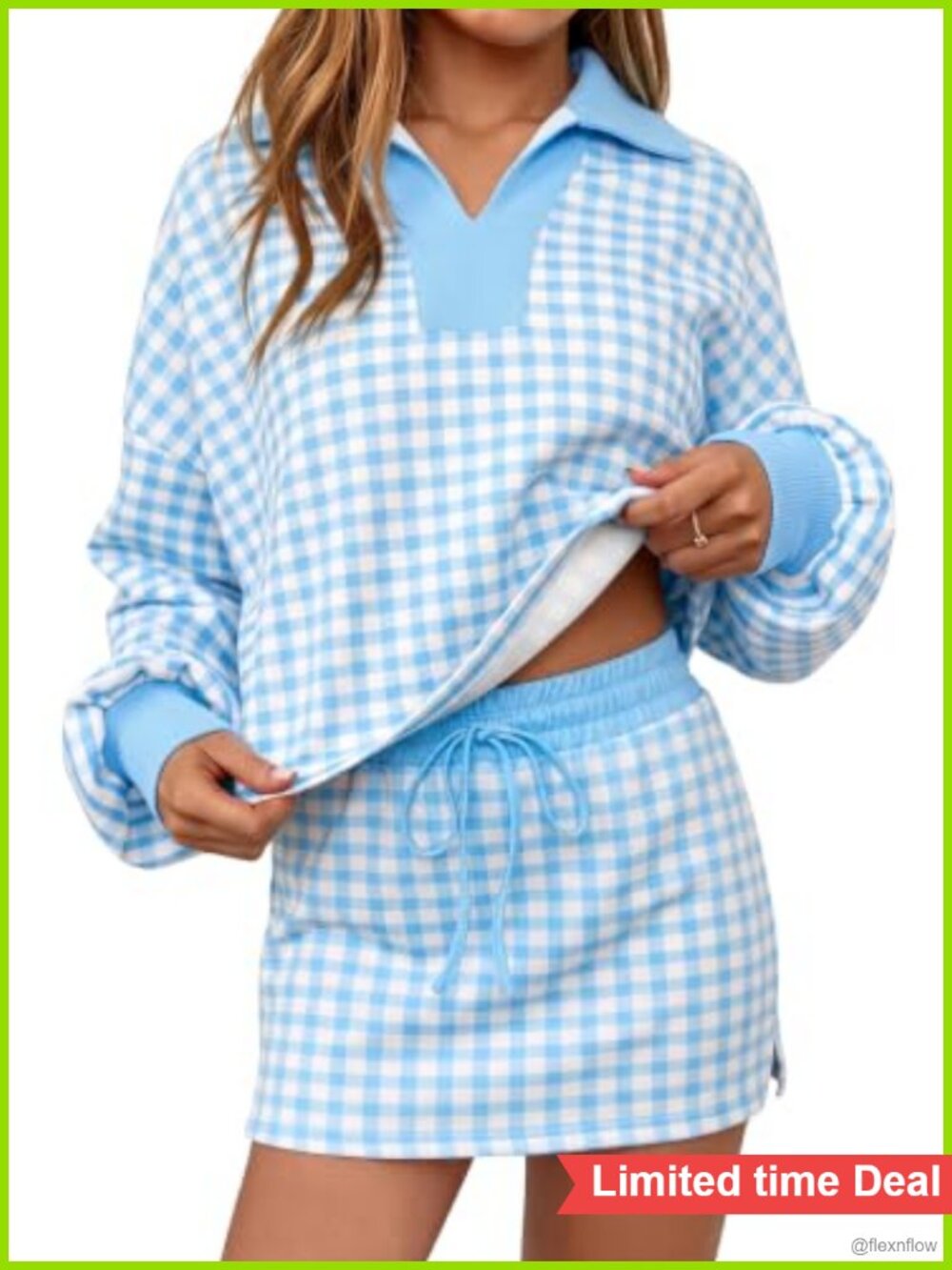 2 Piece Sweatshirt and Skort Set Long Sleeve Lounge Matching Set